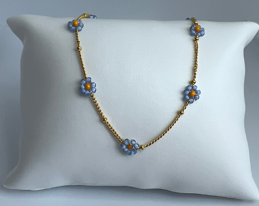 Hand Beaded Floral Choker Necklace