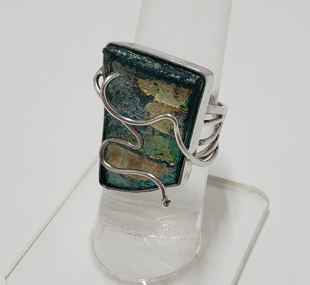 Sterling Silver Roman Sea Glass Ring