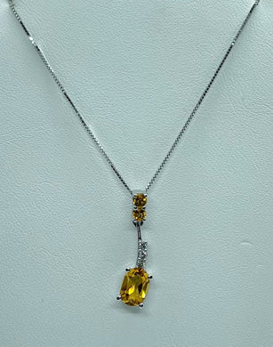 10k White Gold Citrine and Diamond Necklace