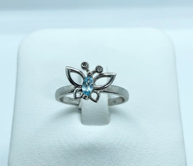 10k White Gold Butterfly Birthstone and Diamond Rings 