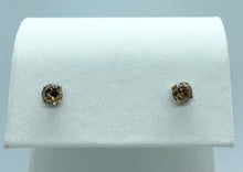 Load image into Gallery viewer, 14k Yellow Gold Brown Diamond Stud Earrings 

