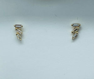 14k Yellow Gold Emerald Cut Diamond Stud Earrings 