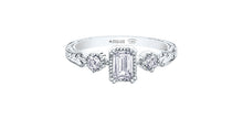 Load image into Gallery viewer, 18kt White Gold Diamond Engagement Ring- Emerald Cut Canadian Diamond .50ct Center  -.66ct Total Diamond Weight -Size 7 

