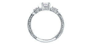 18kt White Gold Diamond Engagement Ring- Emerald Cut Canadian Diamond .50ct Center  -.66ct Total Diamond Weight -Size 7 