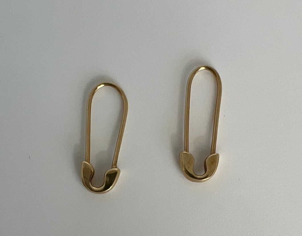 10k Safety Pin Earrings