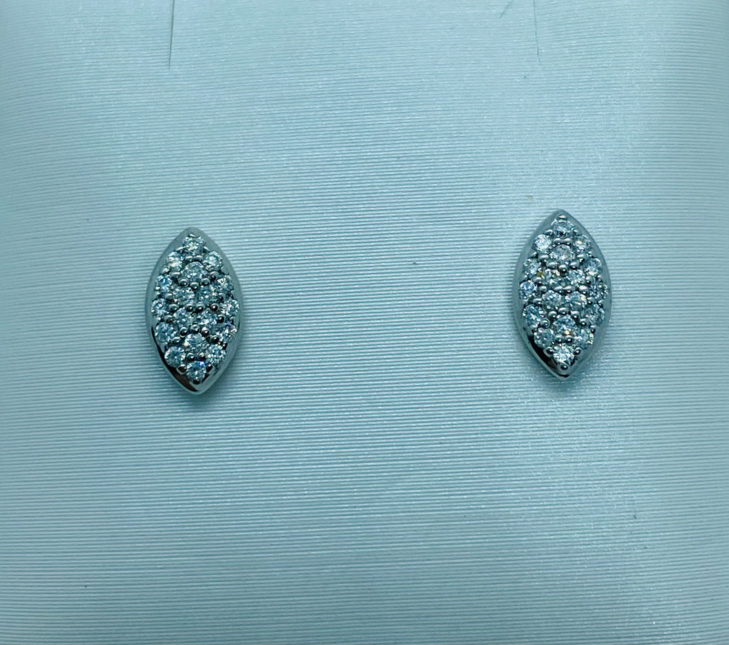 10k Diamond Earrings Available in Yellow, White and Rose Gold Setting- Picture in White Gold   .15ct Diamond Total Weight 