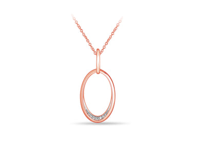 10K Rose Gold diamond oval shape necklace