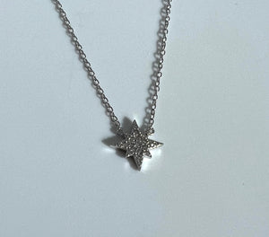 Sterling Silver Crystal Starburst Necklace