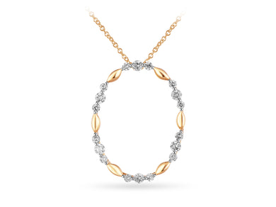 10K Yellow Gold & Diamond oval necklace