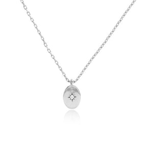 Sterling Silver Cubic Zirconia Oval Necklace 